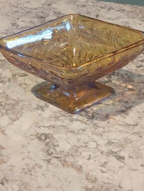 Carnival Glass- Amber Diamond Candy Pedastol Dish